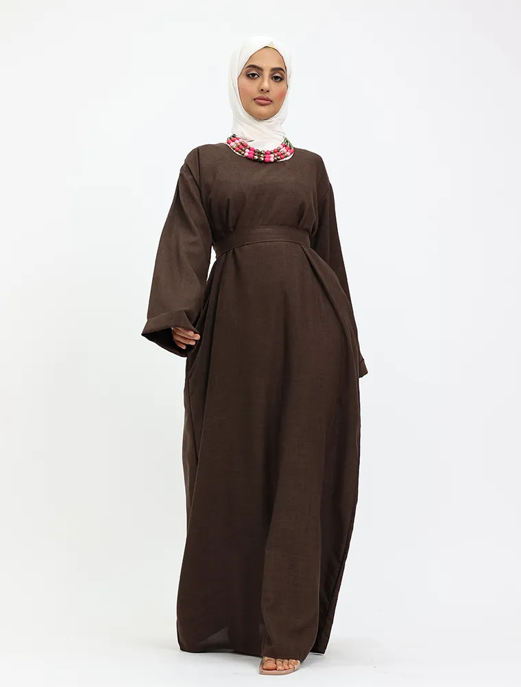 Brown Linen Abaya